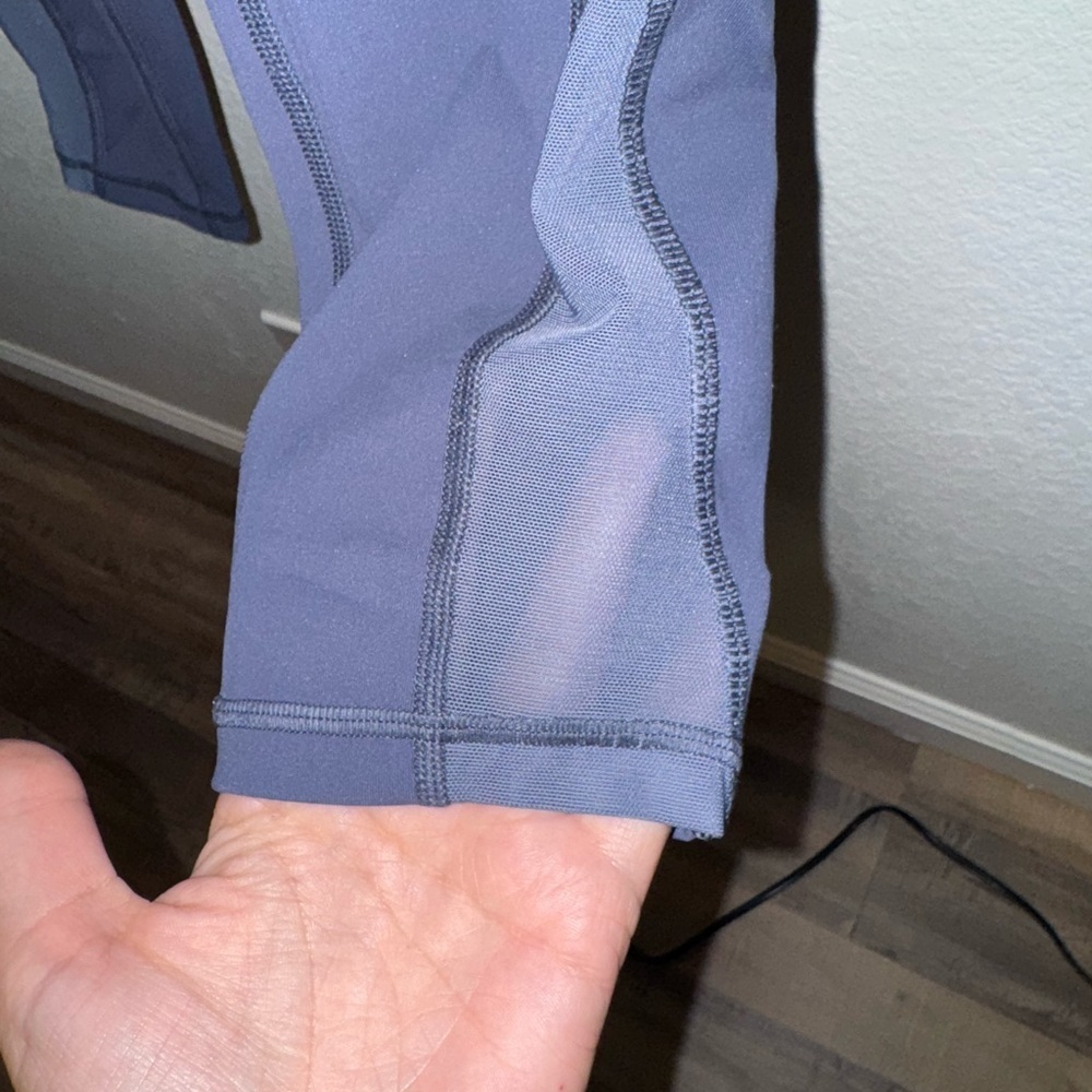 Lululemon Blue Fast & Free High Waist Cropped Leggings with Mesh Accents 6 - Picture 3 of 5